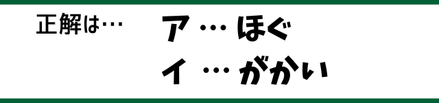 正解は…ア：ほぐ　イ：がかい